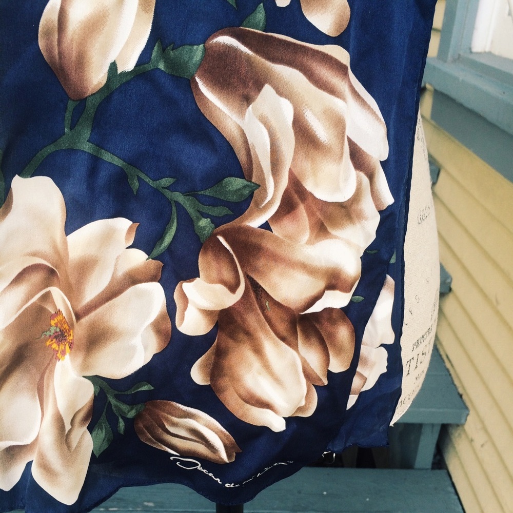 Floral Blue and Brown Scarf